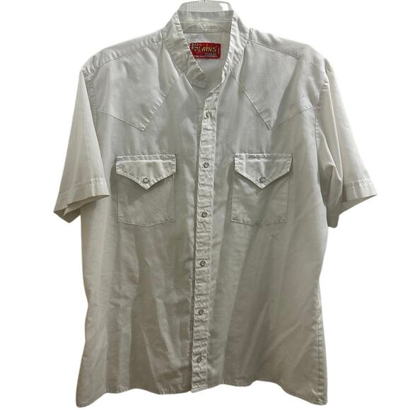 Vintage Ely Plains White Western Shirt w Pearl Snaps - Picture 1 of 9